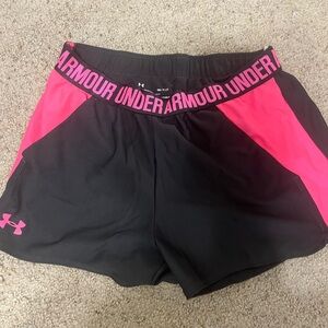 Under Armour Women's Black and Pink Shorts